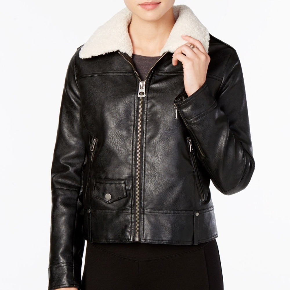 Lucky Brand Faux Leather/Fur Motto Jacketed - Picture 1 of 8